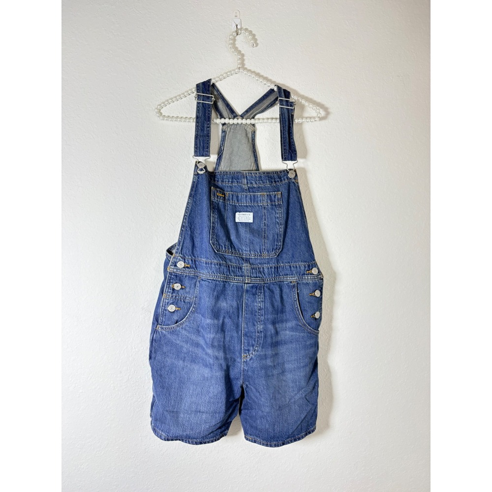 Levi's Denim Shortalls Medium Blue Medium Relaxed Fit Bib Pocket Overalls